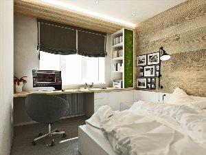 Дизайн маленькой спальни с рабочим местом