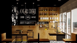 Креативный дизайн мини кофейни