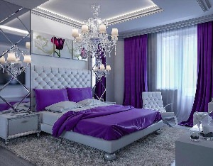 Бело фиолетовая спальня
