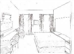 Интерьер комнаты рисунок легкий