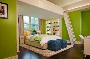 Серо зеленая детская комната