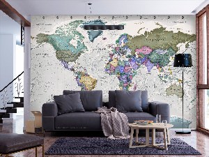 Географическая карта мира в интерьере