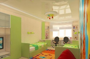 Длинная детская комната для двоих детей