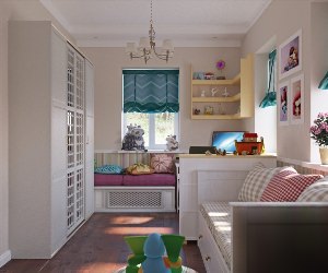 Дизайн детской комнаты с балконной дверью