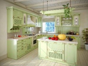 Кухня в стиле прованс зеленого цвета