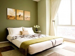 Оливковый цвет стен в спальне
