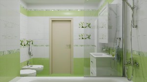 Бело зеленая ванная