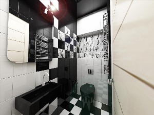 Черно белая туалетная комната