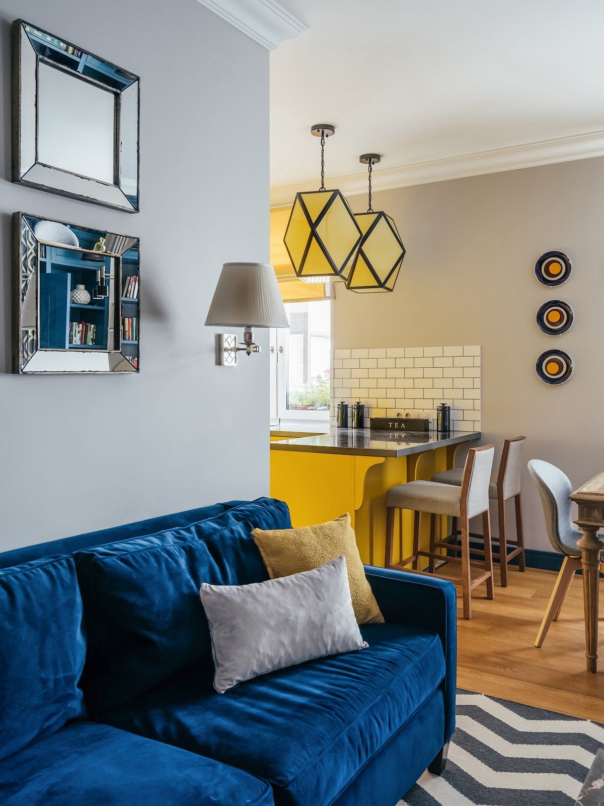 Сине желтый дизайн комнаты