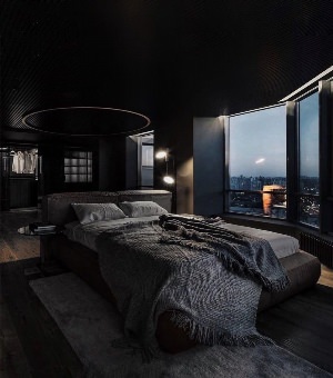 Темная спальня в современном стиле