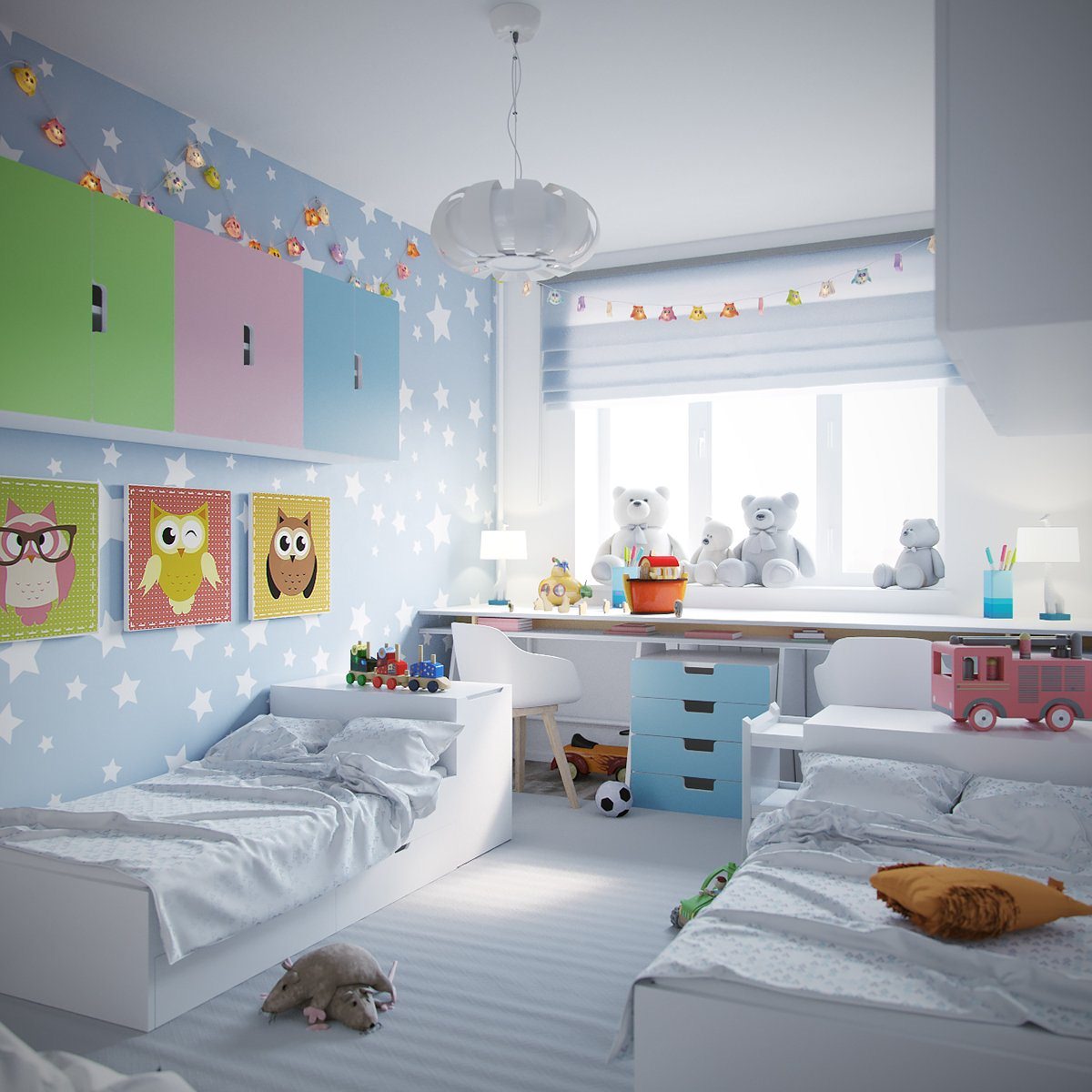 детская спальня дизайн для двоих разнополых