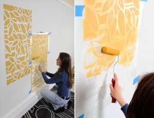 Покраска стен с рисунком