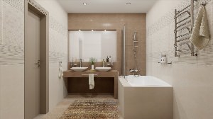 Интерьер ванной комнаты в бежевых тонах