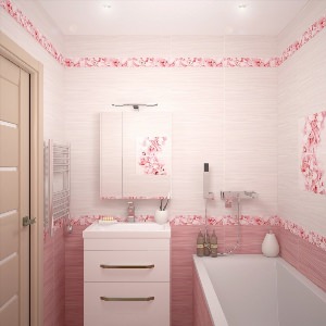 Дизайн маленькой ванной в розовом цвете