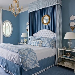 Спальня в серо-синих тонах