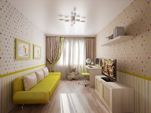 Дизайн квадратной детской комнаты