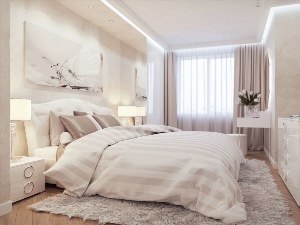 Современный интерьер спальни в светлых тонах