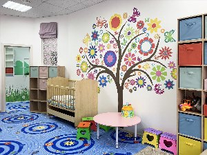 Современный оформление стен в детском саду