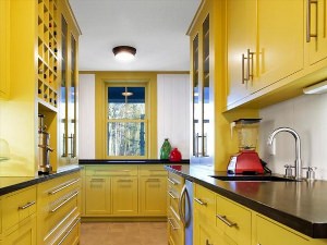 Кухня в сине желтых тонах