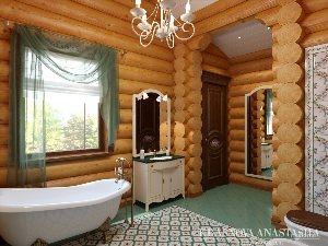 Ванная комната в доме из бревна