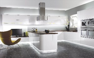 Белая кухня в стиле хай тек