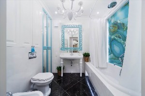 Голубая ванная комната в хрущевке