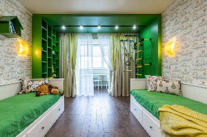 Зеленая детская комната для мальчиков