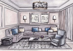 Рисунок гостиной комнаты