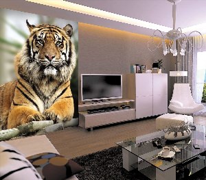 Фотообои тигр в интерьере