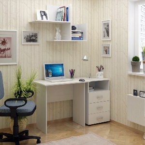 Белый письменный стол в интерьере