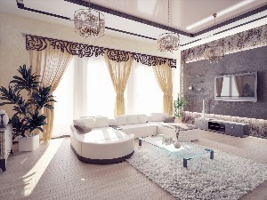 Современный дизайн зала в доме
