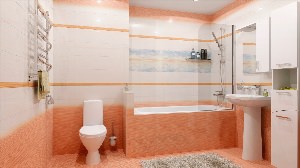 Персиковая ванная комната