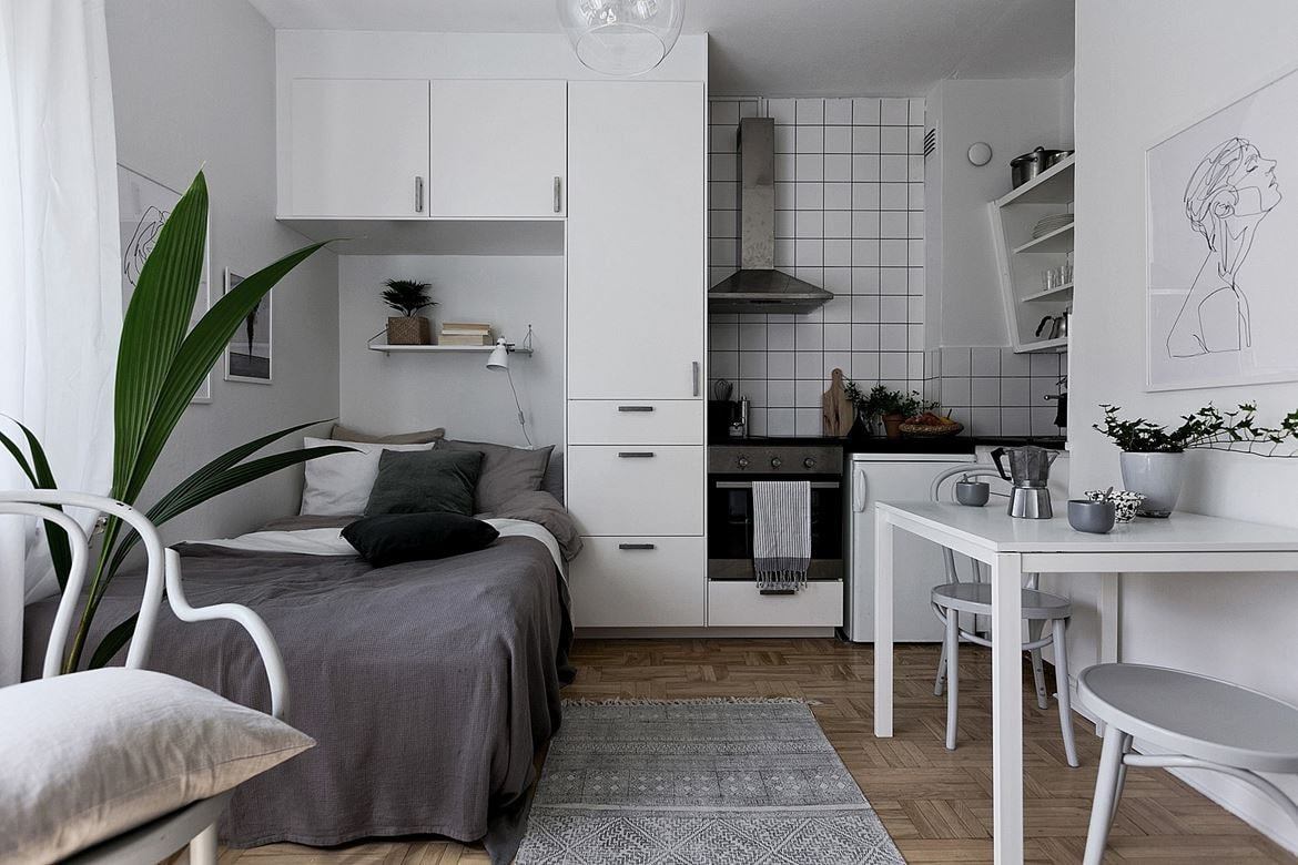 Кухонный уголок со спальным местом — 30 красивых фото в интерьере