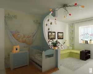 Зал совмещенный с детской комнатой