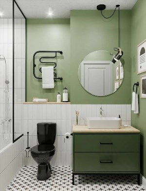 Зеленая ванная комната