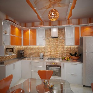 Кухня в оранжевых цветах
