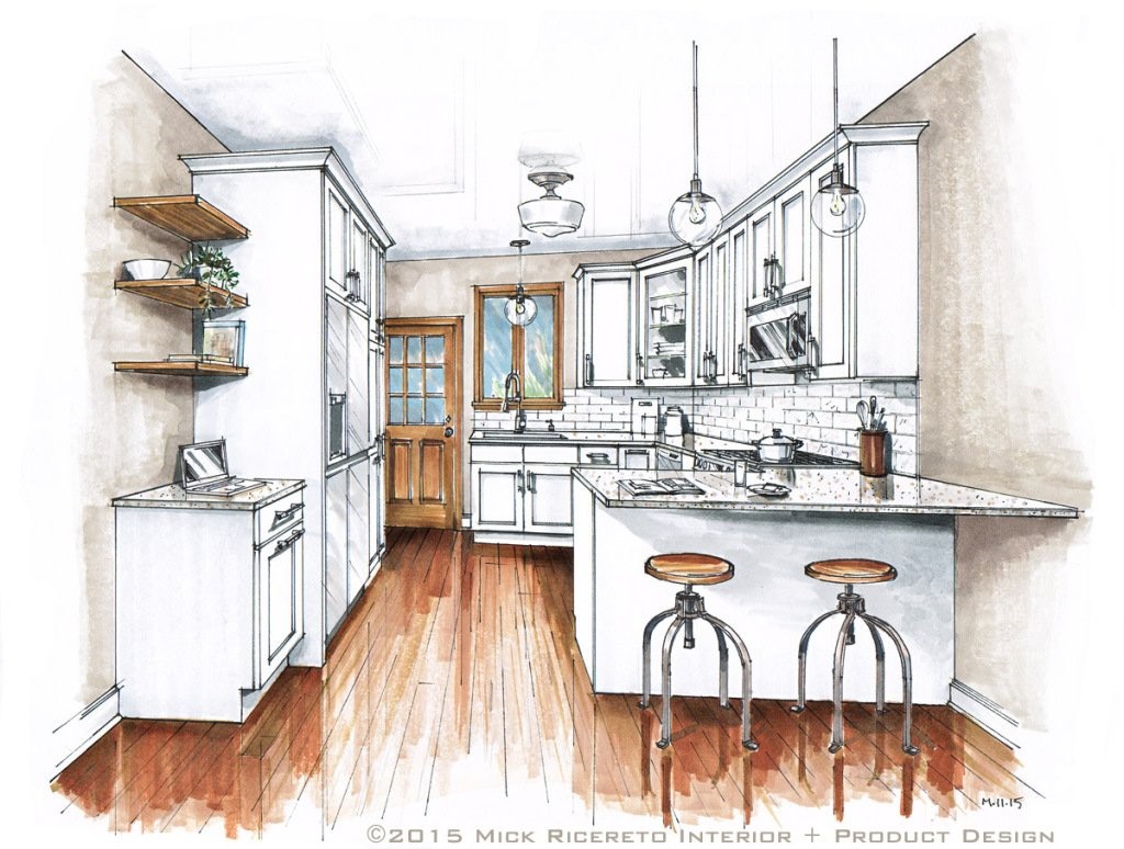 Рисунки кухни карандашом (35 фото)