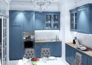 Голубо серая кухня