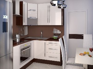 Угловая кухня дизайн с холодильником