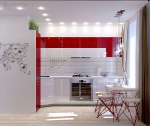 Кухня в красно белом цвете
