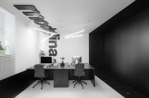 Черный потолок в офисе