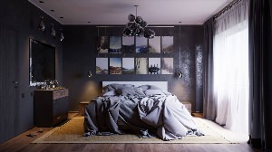 Спальня в стиле лофт темная