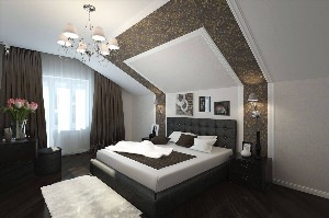 Дизайн спальни с мансардным потолком