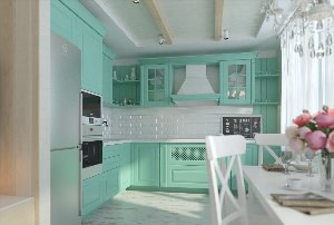 Кухня мятного цвета дизайн