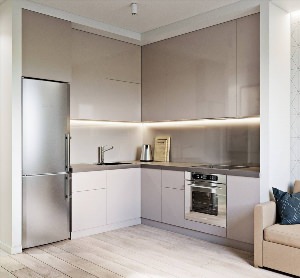 Интерьеры кухонь со встроенными холодильниками