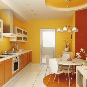Желтый цвет стен на кухне