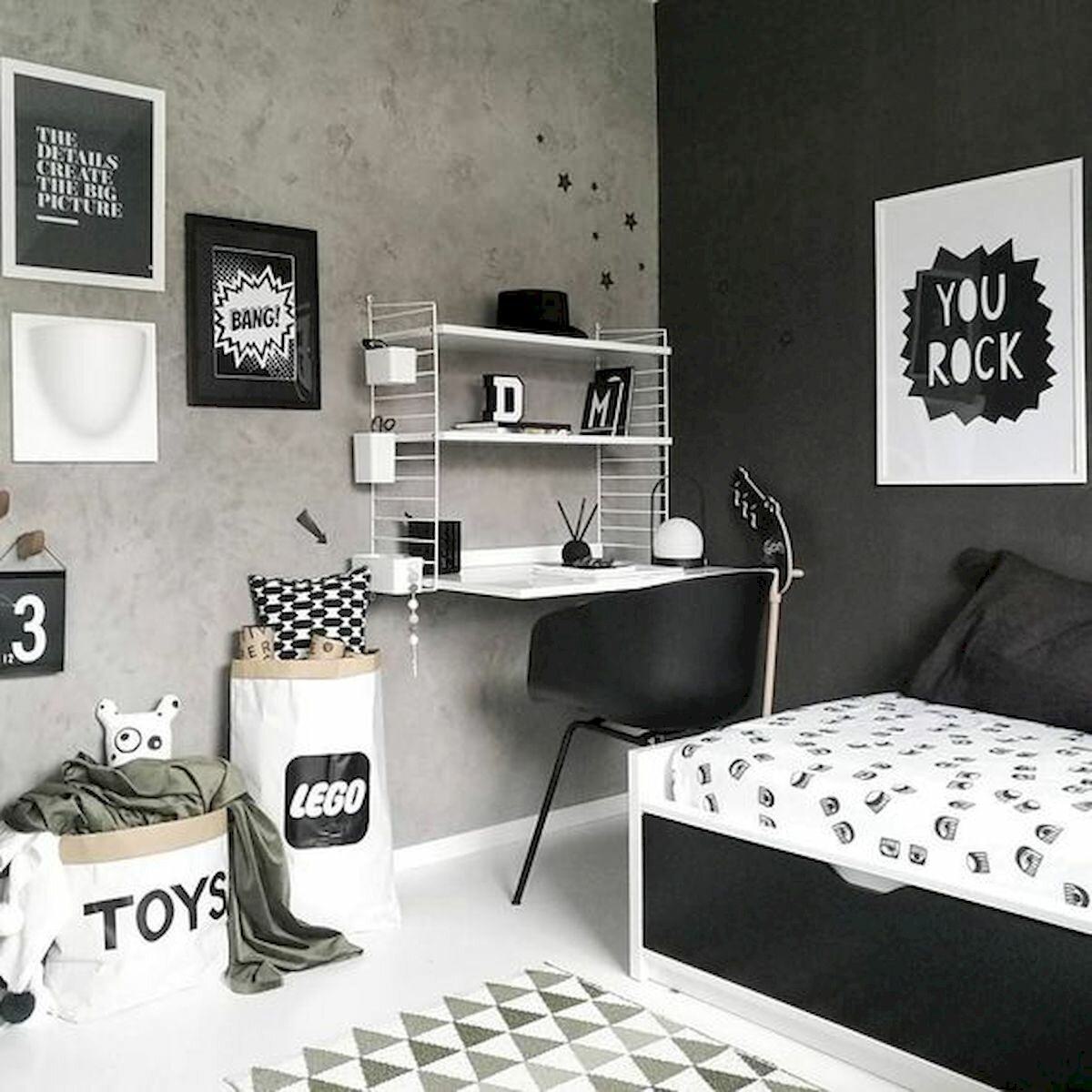 комната в черно белом стиле для девушки