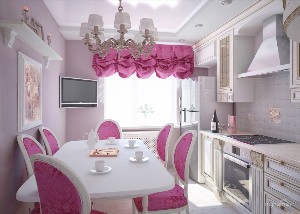 Грязно розовая кухня