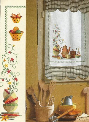 Вышивка шторы на кухню