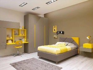 Серо желтая детская комната